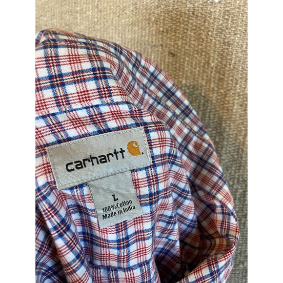 Mens Sz Large CARHARTT Long Sleeve Multicolor Button Up 2 Pocket Shirt - Picture 2 of 7